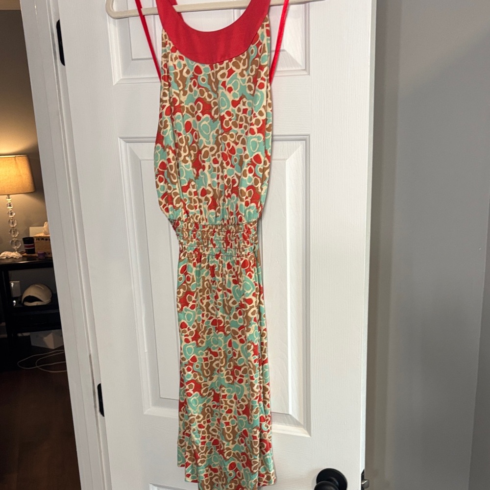 Diane Von Furstenberg Red and Green Patterned Dress